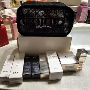 Dior Black Mesh Bag with Luxury Skincare and Fragrance Collection